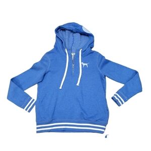 PINK Victoria's Secret 1/4 zip hooded sweatshirt Women's Size Small blue